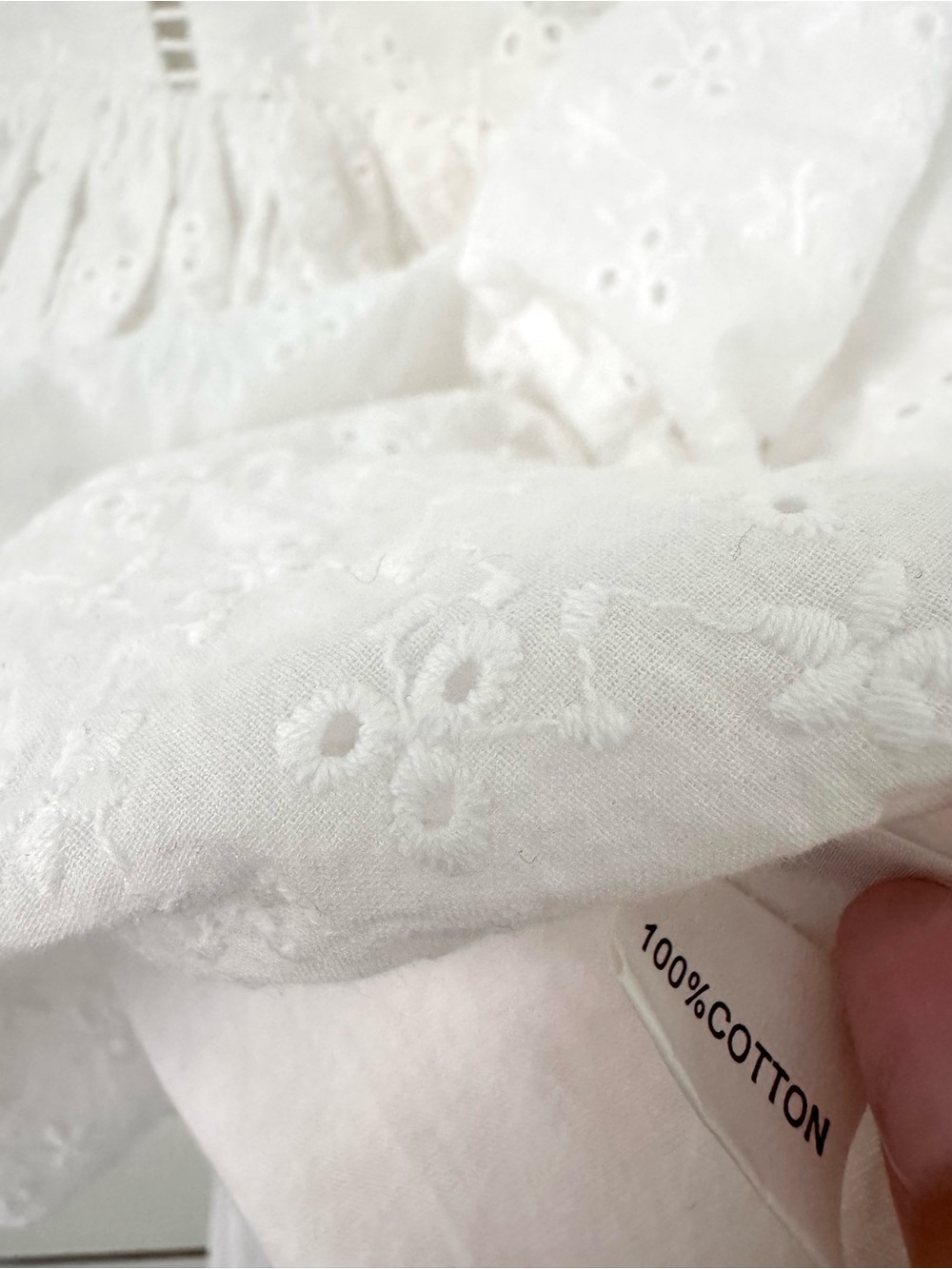 NWOT Oh Polly Sabina Broderie Anglaise Bow-Detail A-Line Mini Dress in White - Picture 8 of 8